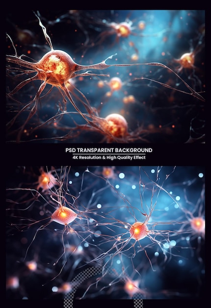 PSD 활성 신경 세포 3d 렌더링