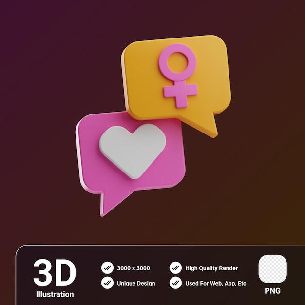 PSD attivismo oggetto femminismo illustrazione 3d