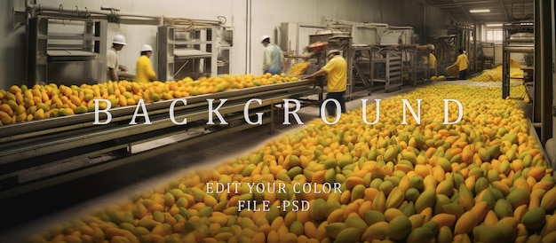 The activity of sorting mangoes in a factory using machines