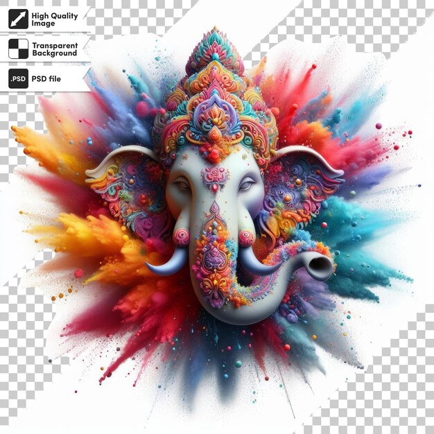 PSD un annuncio per un elefante con un disegno colorato su di esso