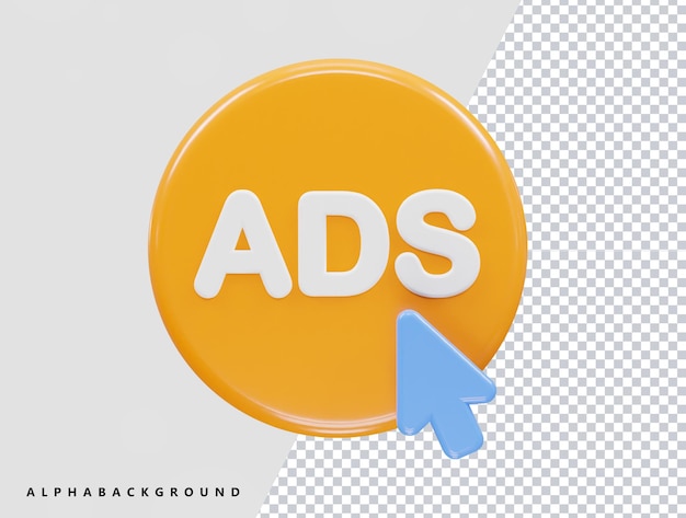 Ad icon render 3d illustratie element