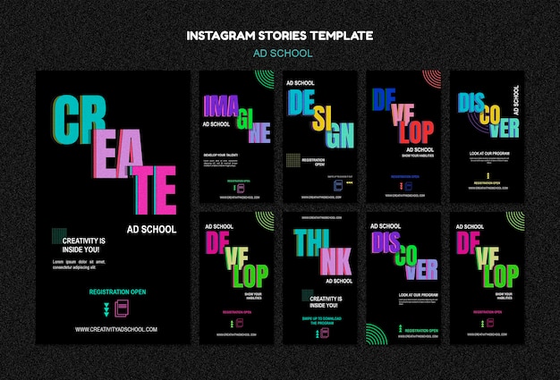 PSD ad school instagram stories template