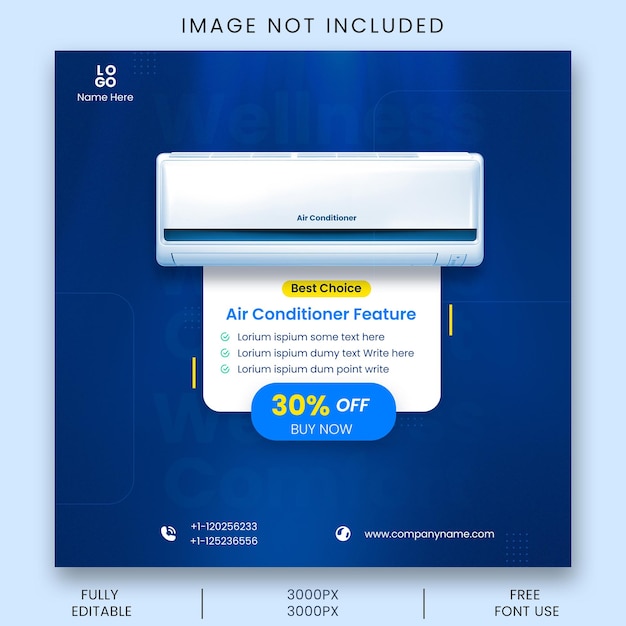 An ad social media post for air conditioner features and offers