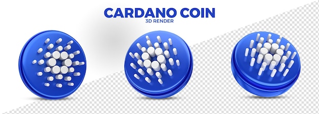 Ada cardano cryptocurrency coin realistic 3d render isolated for composition