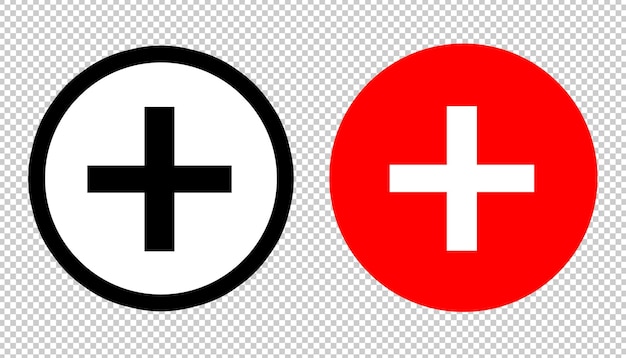 Add button with plus symbol in a red black circle set design template