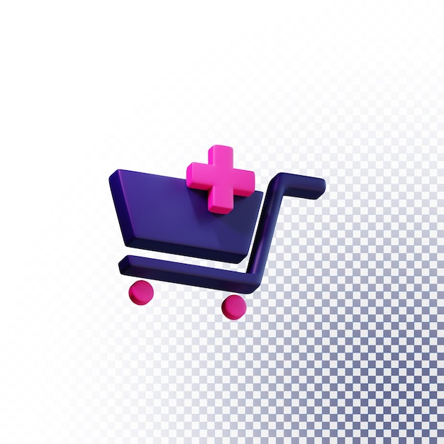 PSD add to cart 3d icon, high quality 3d rendering isolated concept for ui design