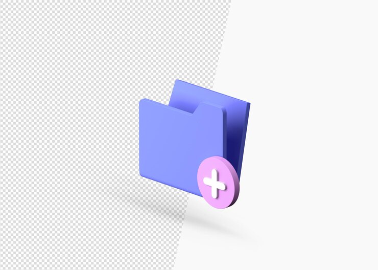 PSD add new folder concept with 3d rendering