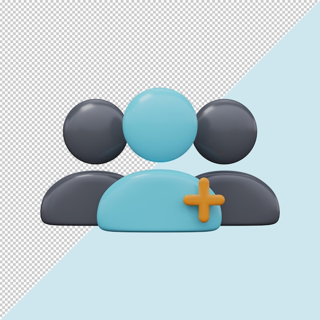 PSD add new friend user group icon 3d render