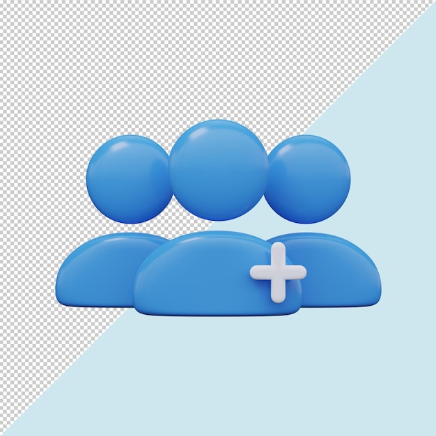 PSD add new friend user group icon 3d render