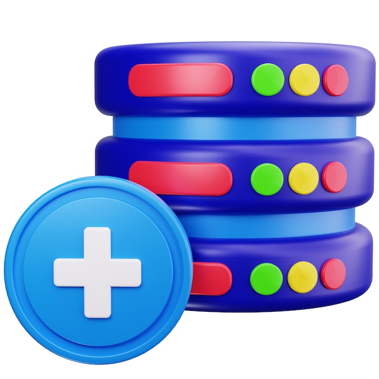 PSD adding data to a server 3d cartoon illustration