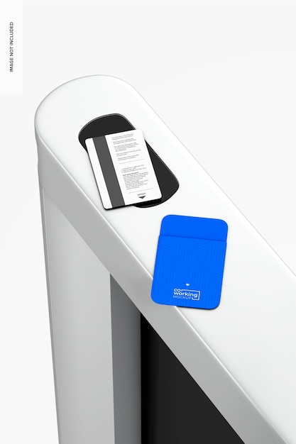 PSD adhesive pocket with card mockup on turnstile