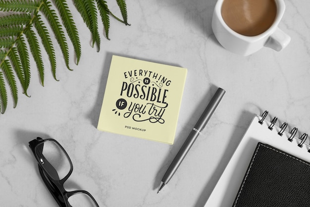 adhesive reminder notes mock-up design