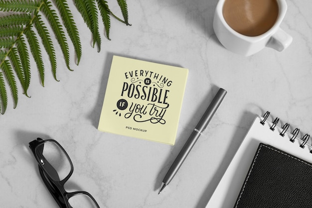 PSD adhesive reminder notes mock-up design