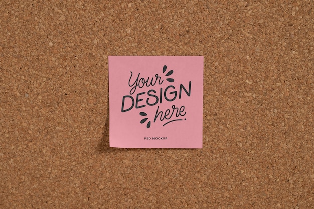 PSD adhesive reminder notes mock-up with cork board