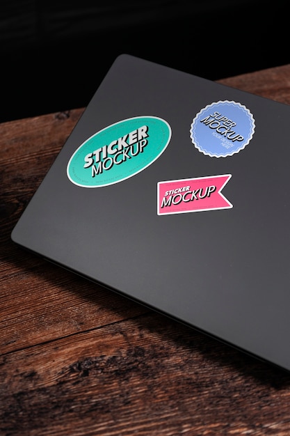 PSD adhesive sticker on laptop device