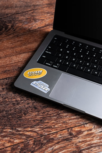 Adhesive sticker on laptop device