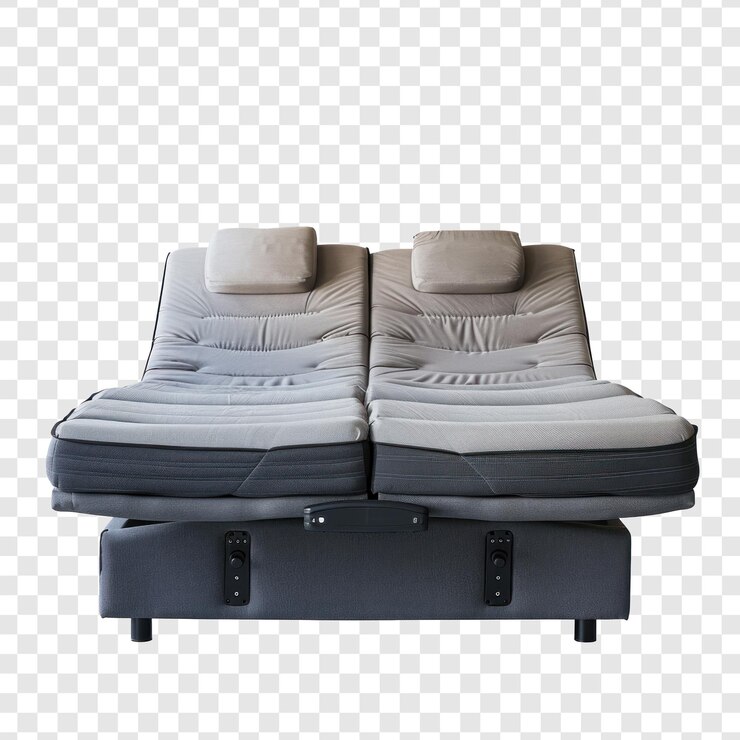 PSD adjustable bed front view full length isolate on transparency background