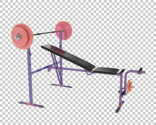 Adjustable weight bench on transparent background 3d rendering illustration