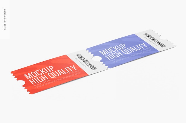 PSD biglietti d'ingresso mockup, prospettiva