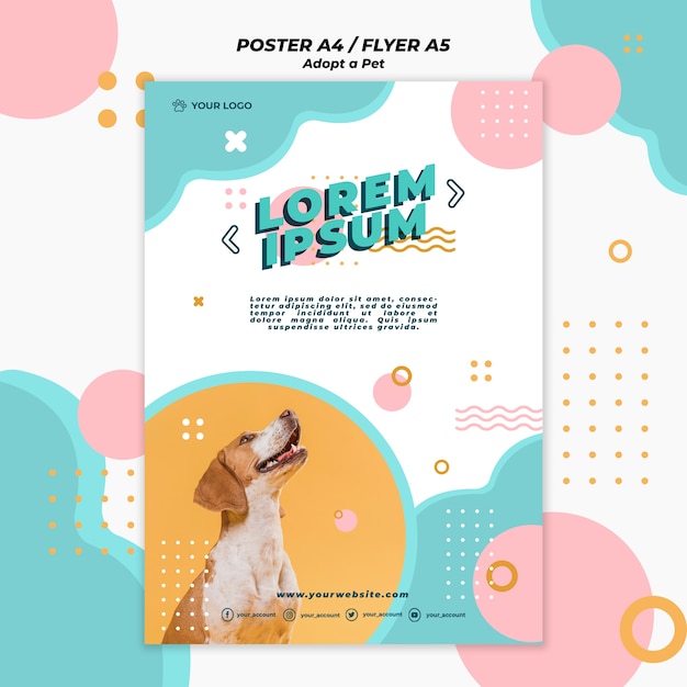 PSD adopteer huisdier poster sjabloon concept