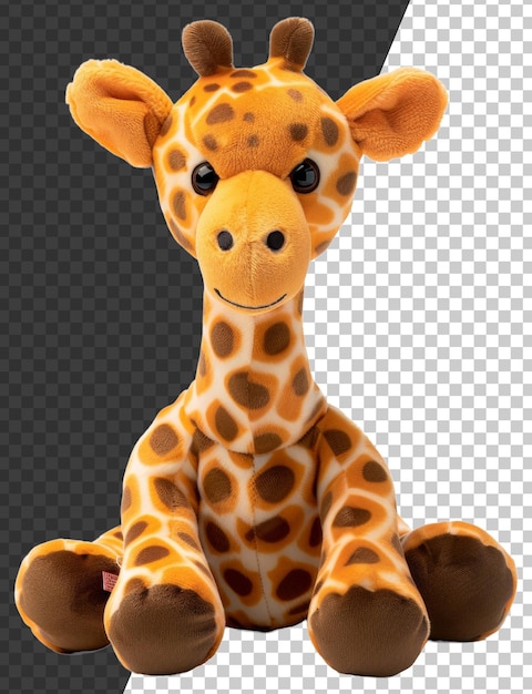 PSD adorabele pluche giraffe speelgoed met gevlekte patroon op transparante achtergrond stock png