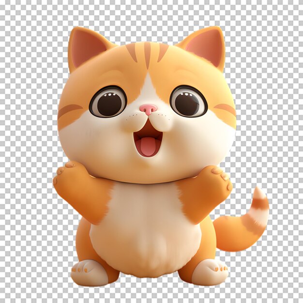 PSD 투명한 배경에 고립된 사랑스러운 3d 고양이 캐릭터