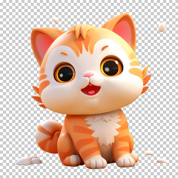 PSD Очаровательный персонаж 3d-кошки, изолированный на прозрачном фоне