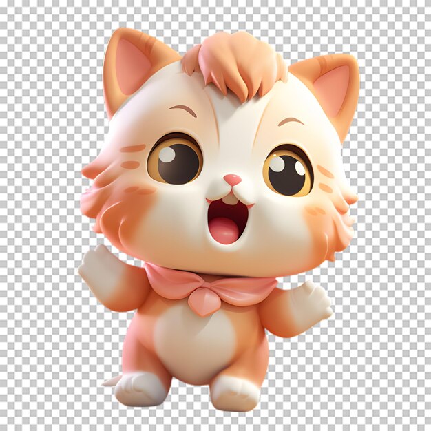 PSD 透明な背景に隔離された可愛い3dキャットキャラクター