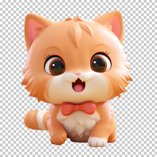 PSD adorable 3d cat character isolated on transparent background