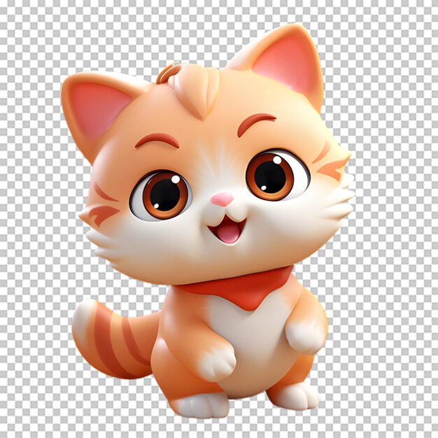 PSD adorabile personaggio di gatto 3d isolato su uno sfondo trasparente