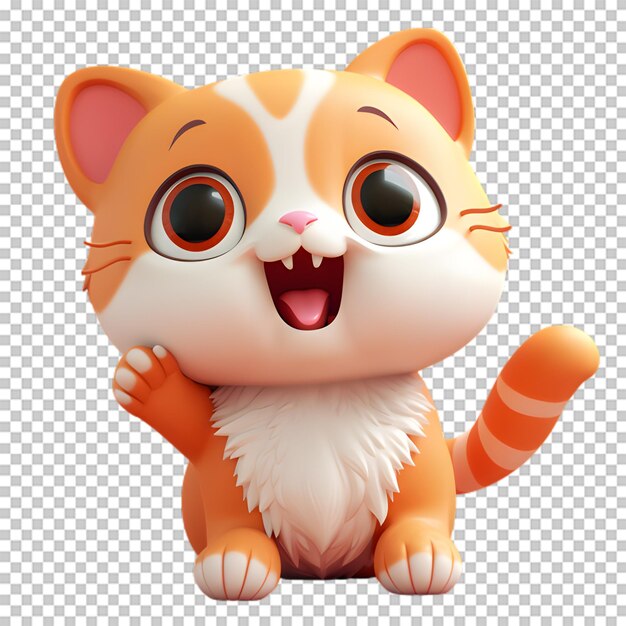 PSD adorabile personaggio di gatto 3d isolato su uno sfondo trasparente