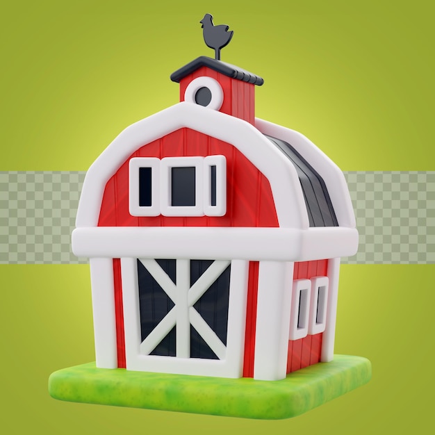 PSD adorable 3d rendering of a barn icon