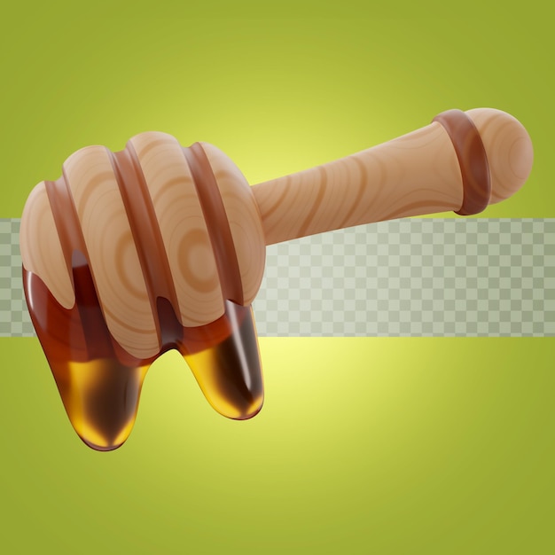 Adorable 3d rendering of a honey dipper icon