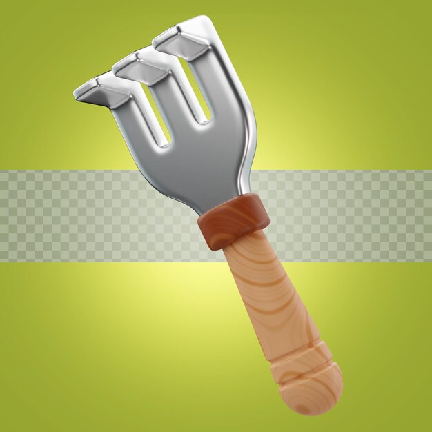 Adorable 3d rendering of a rake icon