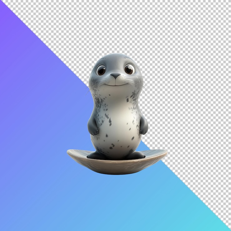 PSD adorable 3d seal pup