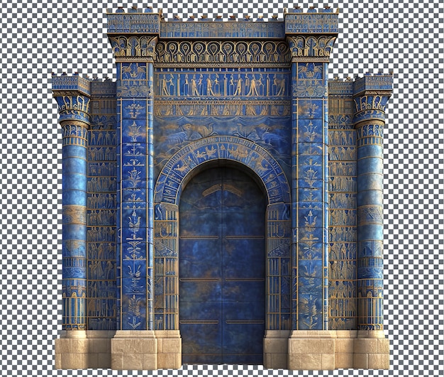 Adorable ancient babylonian ishtar gate isolated on transparent background