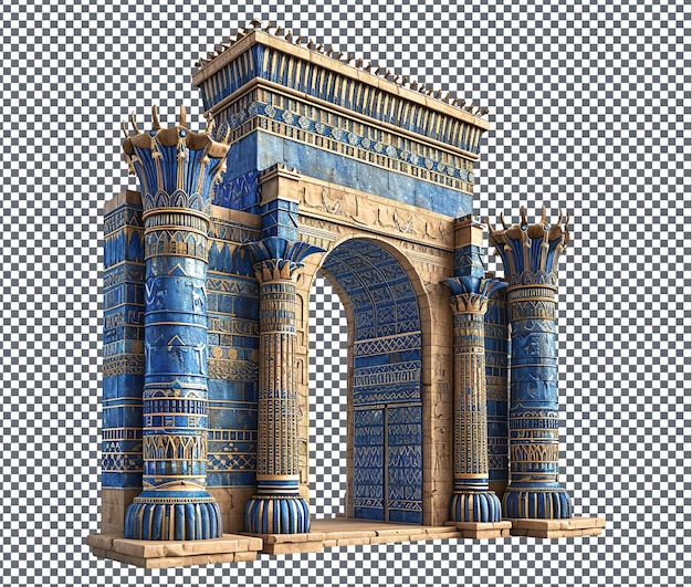 Adorable ancient babylonian ishtar gate isolated on transparent background