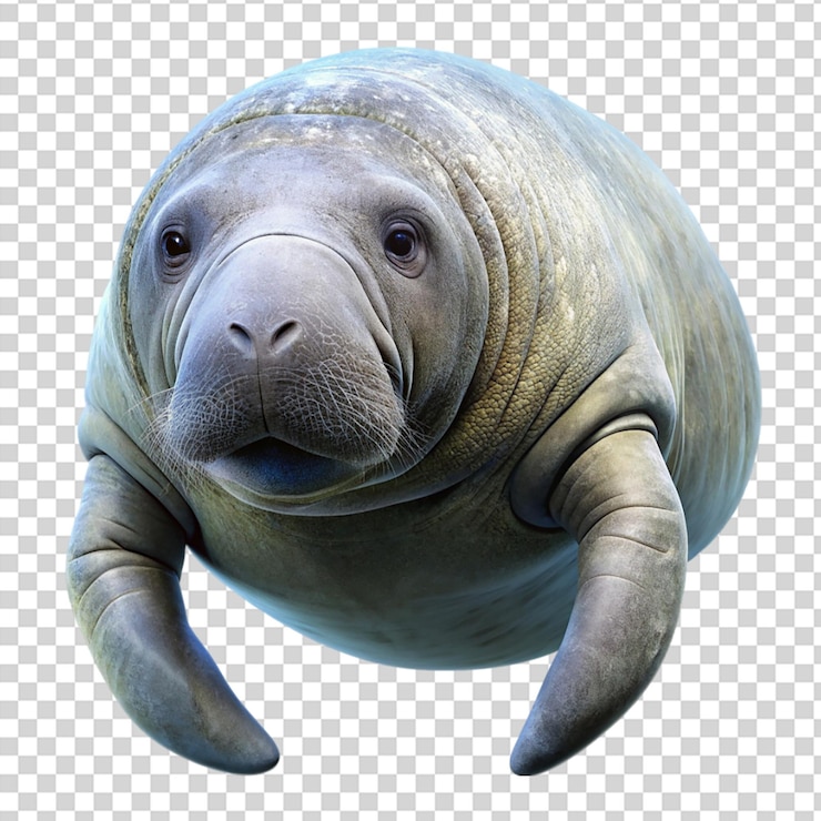 PSD an adorable baby manatee resting on transparent background