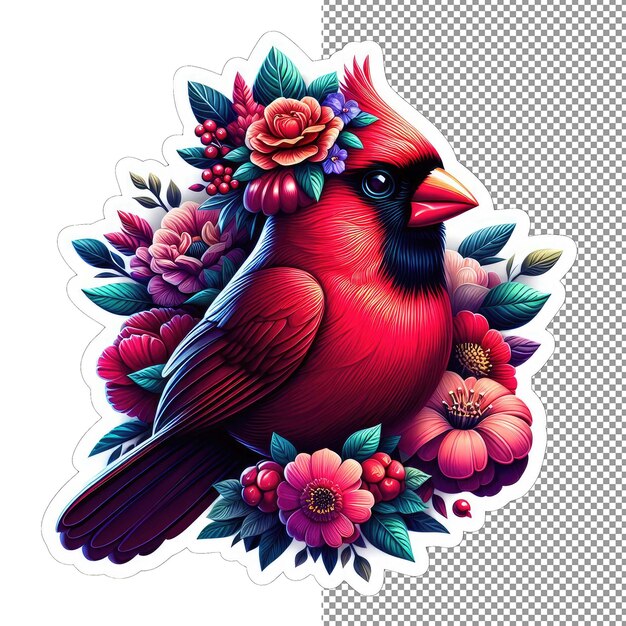 PSD adorable beak bliss bird face in sticker form