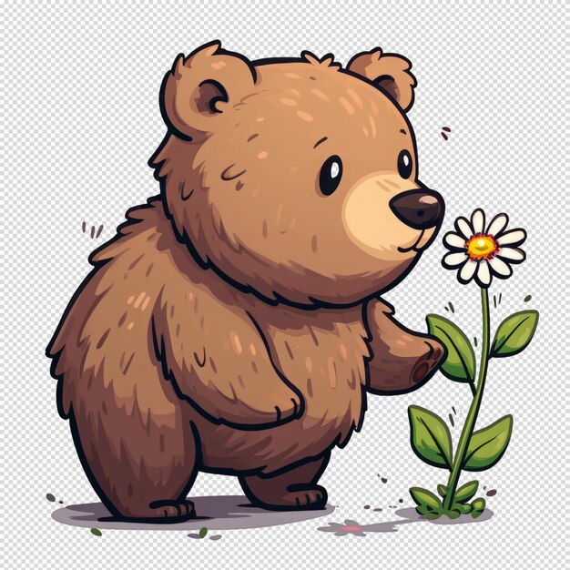 PSD adorabili orsi con illustrazioni di fiori