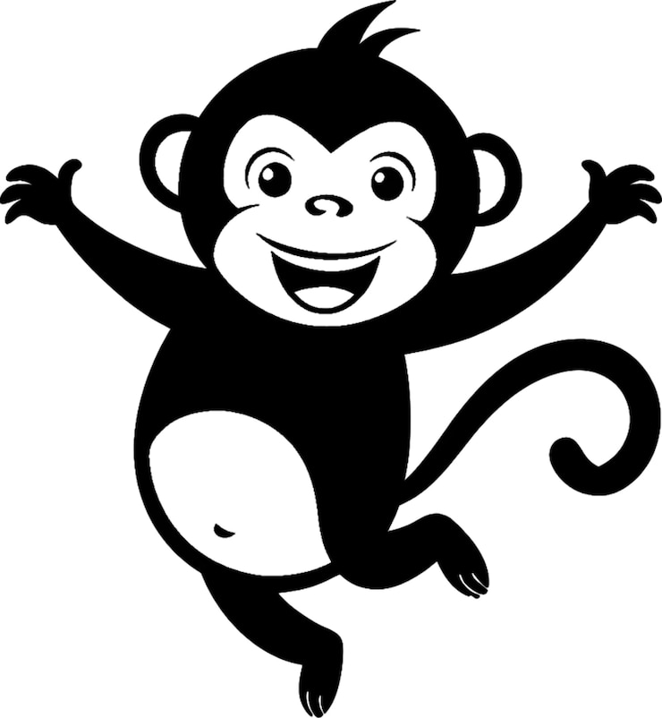 PSD adorable black monkey stencil clipart design