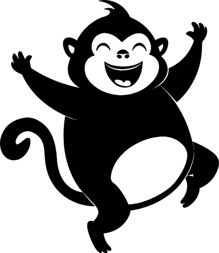 PSD adorable black monkey stencil clipart design