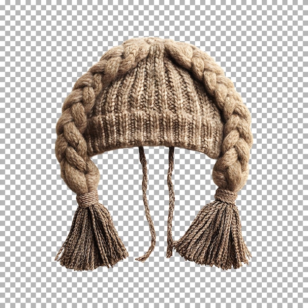 adorable braided knit hat isolated on transparent background