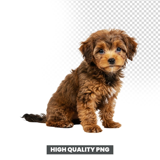 adorable brown cavapoo puppy sitting and looking cute