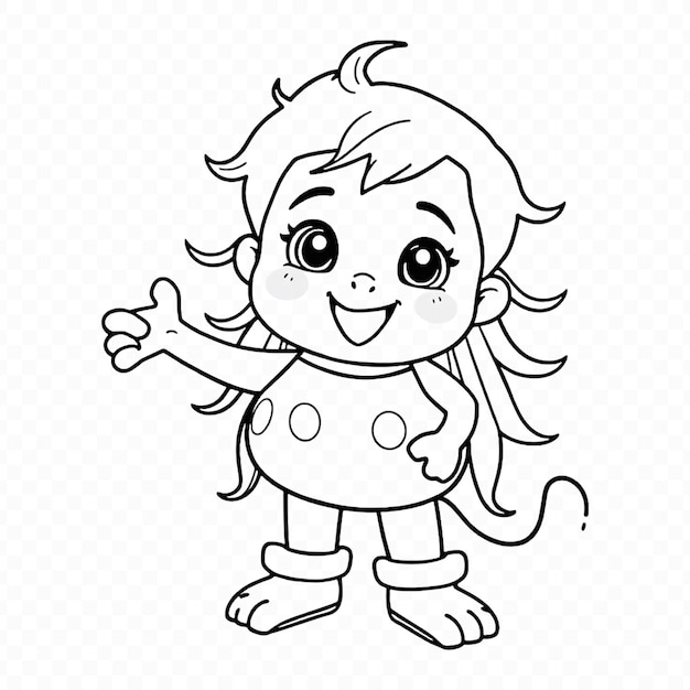 Adorable Cartoon Baby Monkey Girl Drawing and Coloring book