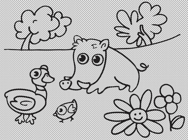 可愛い漫画のブタのカラーリング 子供のためのイラスト