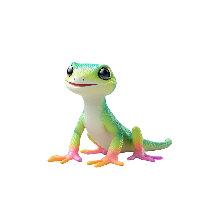 PSD adorable cartoon gecko posing cheerfully