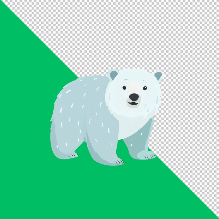 PSD 可愛いアニメの北極クマの子のイラスト