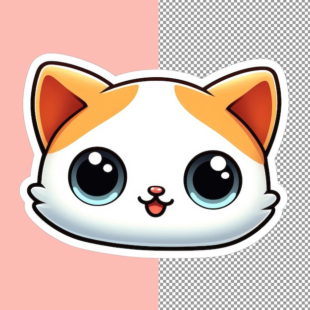 PSD adorable cat face png sticker