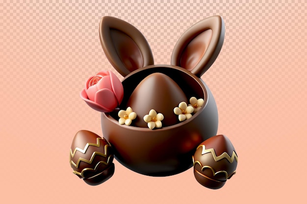 adorable chocolate bunny with flowers easter eggs and a rose perfect festive holiday treat desig